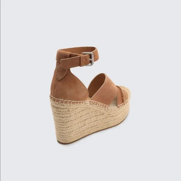Dolce Vita Suede Leather Wedges 9.5 Saddle Brown Tan Platform - Picture 3 of 6